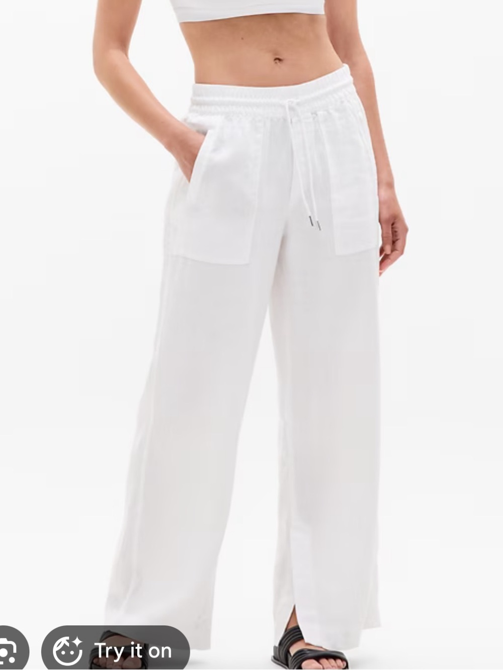 Athleta White Retreat Linen-Blend Wide Leg Pants